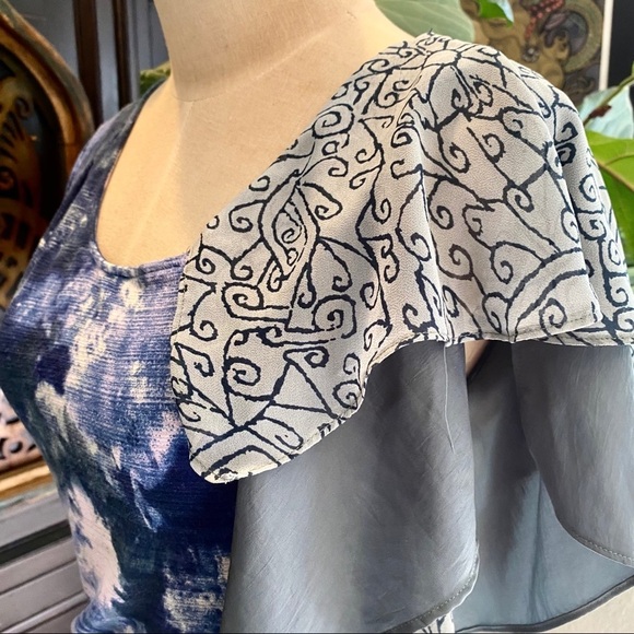 Anthropologie watercolor ruffled top - Picture 12 of 13